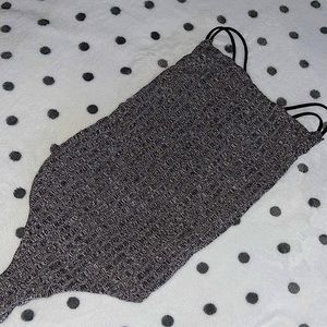 Shein Criss Cross Rib knit Bodysuit Grey Size S
